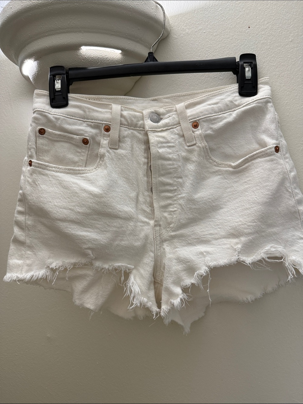 Levi’s 501 White Denim Cut-Off Shorts
